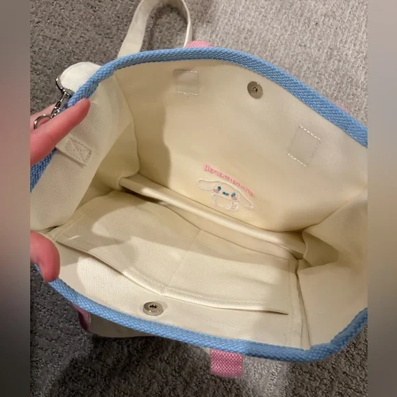 Sanrio Cinnamoroll 2way Purse Bag Handbag White Canvas Adjustable Japan Kitty - Picture 5 of 5